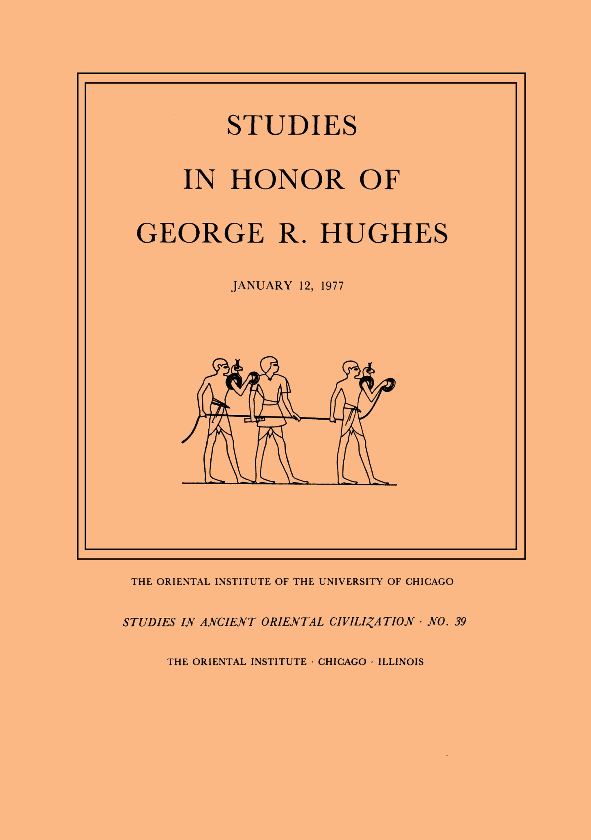 Cover image for Studies in Honor of George R. Hughes ISBN 9780918986016